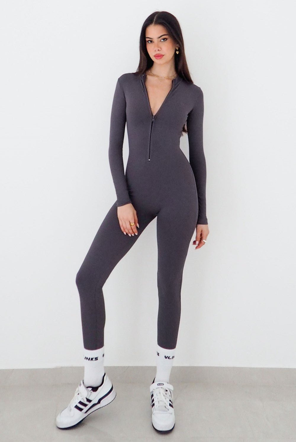 אוברול עם שרוולים ארוכים Deep V Zipper - Vlinks