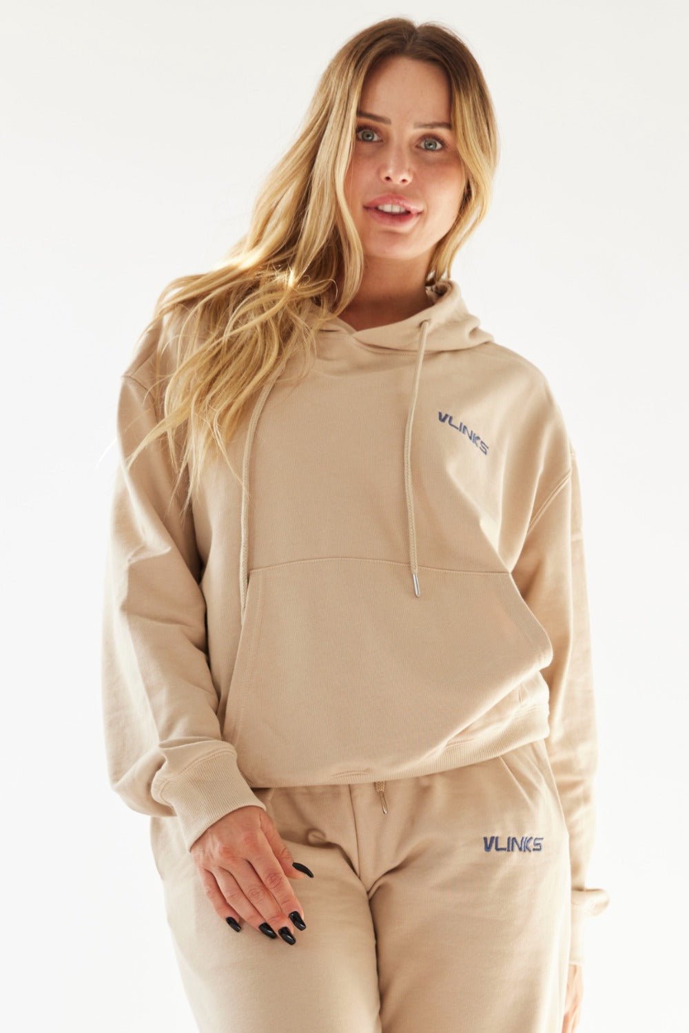 סווטשירט קפוצ'ון לייט אוברסייז בז - Vlinks