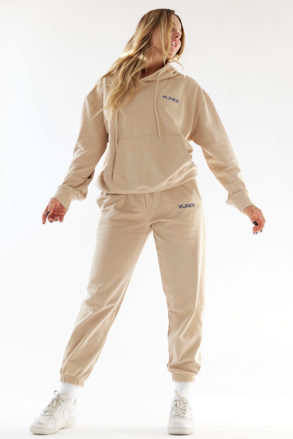 סווטשירט קפוצ'ון לייט אוברסייז בז - Vlinks